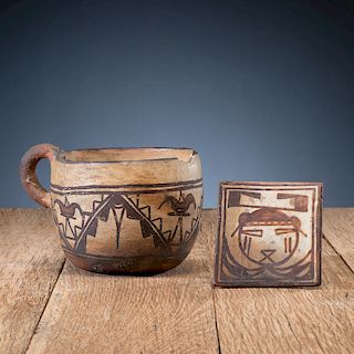 Polacca Pottery Tile and Mug, From The Harriet and Seymour Koenig Collection, NY