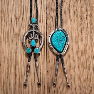 Navajo Silver and Turquoise Bolo Ties 