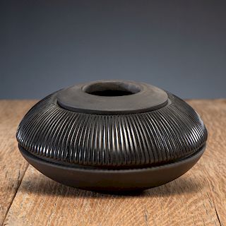 Nancy Youngblood (Santa Clara, b. 1955) Carved Blackware Pottery Jar