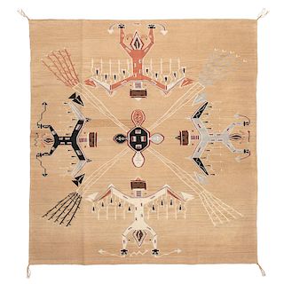 Helene Nez (Dine, 20th century) Navajo Multi-Award Winning Sandpainting Weaving / Rug