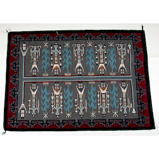 Amy Chavez (Dine, 20th century) Attributed, Navajo Double Yei Weaving / Rug