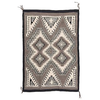 Bertha Stevens (Dine, 20th century) Attributed, Navajo Two Grey Hills Weaving / Rug,  From The Harriet and Seymour Koenig Collection, NY