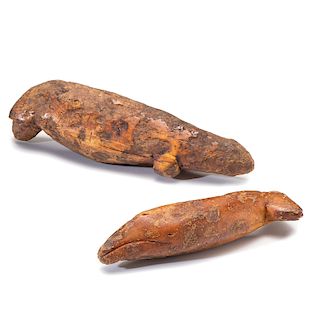 Alaskan Eskimo Fossilized Walrus Ivory Figures, From the Collection of Thomas Amble, Minnesota