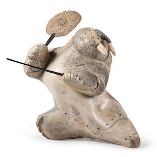 Alaskan Eskimo Carved Whalebone Sculpture, Dancing Walrus, From the Collection of William H. Saunders, M.D. and Putzi Saunders, Ohio
