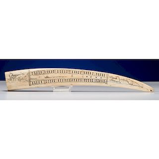 Joe Austin Kakarook (Inuit, 19th / 20th century) Walrus Ivory Cribbage Board