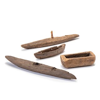 Alaskan Eskimo Carved Wood Toy Kayaks, From the Collection of Thomas Amble, Minnesota