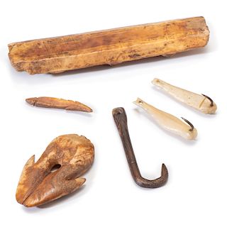 Alaskan Eskimo Walrus Ivory Fish Hooks and Cleat, From the Collection of Thomas Amble, Minnesota