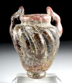 Miniature Islamic Glass Jar - Wine Red & Aubergine