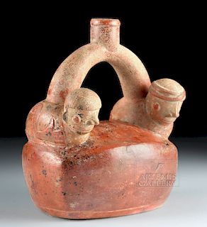 Chavin Stirrup Vessel with Two Figures - Rare!