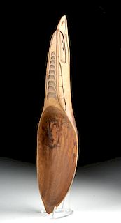 20th C. Kwakwaka'wakw Wood Raven Spoon