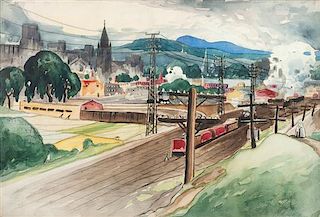 * Marc-Aurele Fortin, (Canadian, 1888-1970), View of Hochelaga
