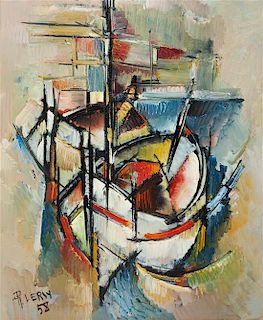 Roger Lersy, (French, 1920-2004), Les Barques, 1958