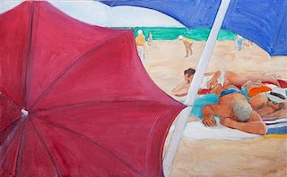 June Felter, (American, b. 1919), Beach Scene, 1975