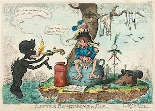 George Cruikshank, (British, 1792-1878), Little Boney Gone to Pot, The Plumb Pudding in Danger, and A Grand Manoeuvre