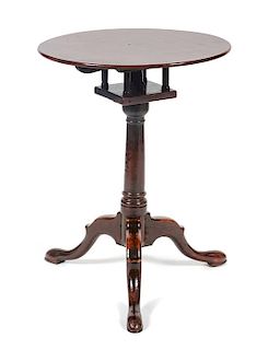* A George III Mahogany Tilt-Top Table Height 25 1/2 x diameter 19 1/2 inches.