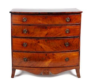 * A George III Mahogany Chest of Drawers Height 37 x width 39 1/4 x depth 21 inches.