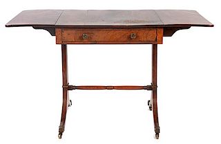 * A Regency Mahogany Sofa Table Height 28 x width 46 1/4 x depth 26 1/2 inches (open).