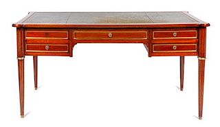 A Directoire Style Mahogany Bureau Plat Height 30 x width 58 x depth 31 inches.