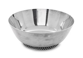 A Danish Silver Bowl, Sigvard Bernadotte for Georg Jenson, Copenhagen, with shallow tapered sides and a circular foot ring havin