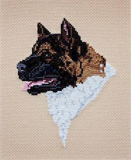 * A Cross-Stitch depicting an Akita 8 x 6 1/2 inches.