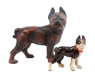 * Two Cast Iron Boston Terrier Figures Height of taller 5 inches.
