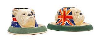 * Two Royal Doulton Bulldog Match Holder and Strikers Height 3 1/8 inches.