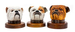 * Three Boehm Bulldog Heads Height of tallest overall 7 3/4 inches.