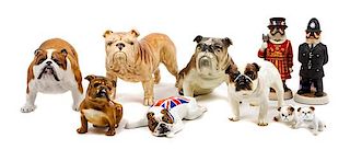 * A Group of Ten Bulldog Figures Width of widest 8 1/2 inches.