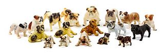 * A Group of Eighteen Porcelain and Ceramic Bulldogs Width of widest 7 inches.