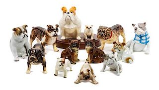 * A Group of Twelve Porcelain Bulldogs Width of widest 7 inches.