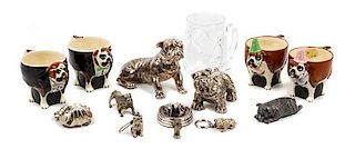 * A Group of Fourteen Bulldog Figures and Cups Height of tallest 4 1/2 inches.