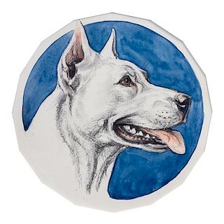 * Three Works of Art depicting White Bull Terriers, Paul Branson (American, 1885-1979), comprising three mixed media works.