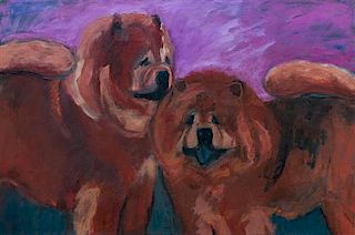 * Three Works of Art depicting Chow Chows Largest: 20 x 30 inches.
