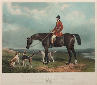 * A Hand-Colored Engraving depicting English Foxhounds 17 1/2 x 20 inches.