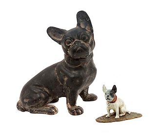 * Two Metal French Bulldogs Height of taller 7 3/4 inches.