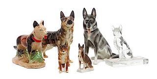 * A Group of Six German Shepherd Figures Height of tallest 7 1/8 inches.