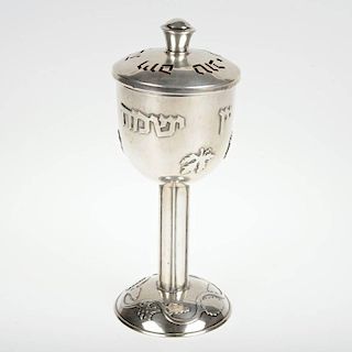Sterling kiddush cup and cover by Bier