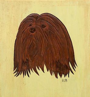 * Two Works of Art depicting Lhasa Apsos Larger: 11 1/8 x 10 1/8 inches.