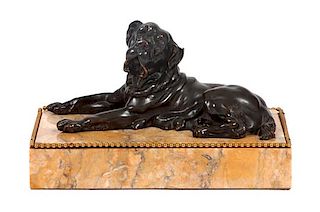 * A Bronze Mastiff Sculpture Height 8 x width 13 3/4 x depth 8 inches.