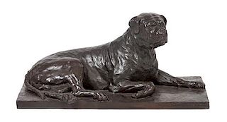 * A Bronze Mastiff Sculpture Width 17 1/4 inches.