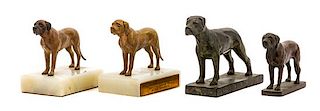 * A Group of Four Bronze Mastiffs Width of widest 6 1/2 inches.