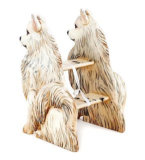 * A Set of Samoyed Library Steps Height 32 inches.
