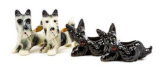 * Four Scottish Terrier Planters Width of widest 8 1/2 inches.