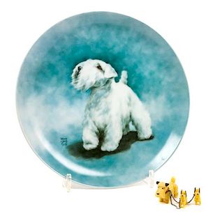 * Two Sealyham Terrier Articles Diameter of plate 8 1/4 inches.