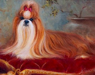 * Three Works of Art depicting Shih Tzus Largest: 11 3/4 x 16 1/4 inches.