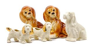 * A Group of Five Spaniel Planters Height of tallest 8 inches.