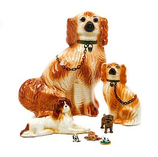* A Group of Seven Spaniels Height of tallest 13 1/2 inches.