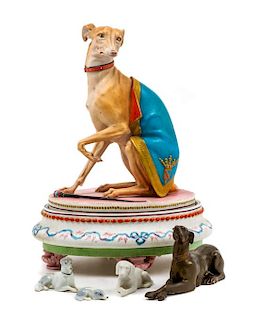 * A Group of Five Whippet Figures Height of tallest 10 3/4 inches.
