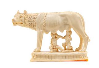 * A Resin Sculpture of the Capitoline Wolf Width 8 inches.