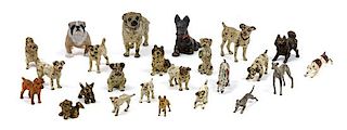 * A Group of Twenty-Four Painted Bronzes depicting Various Dog Breeds Width of widest 2 3/4 inches.